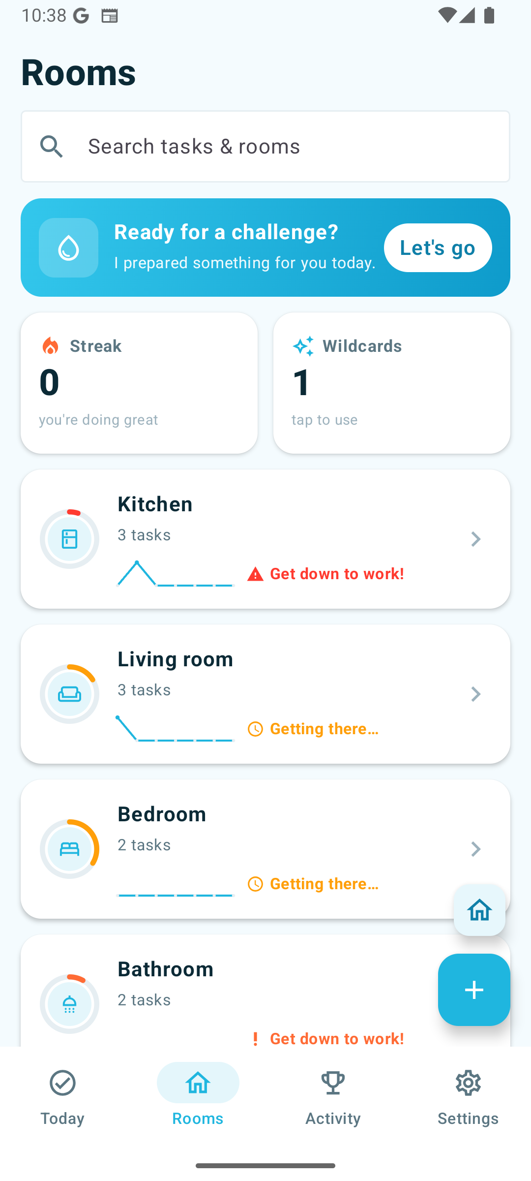 Android Rooms tab