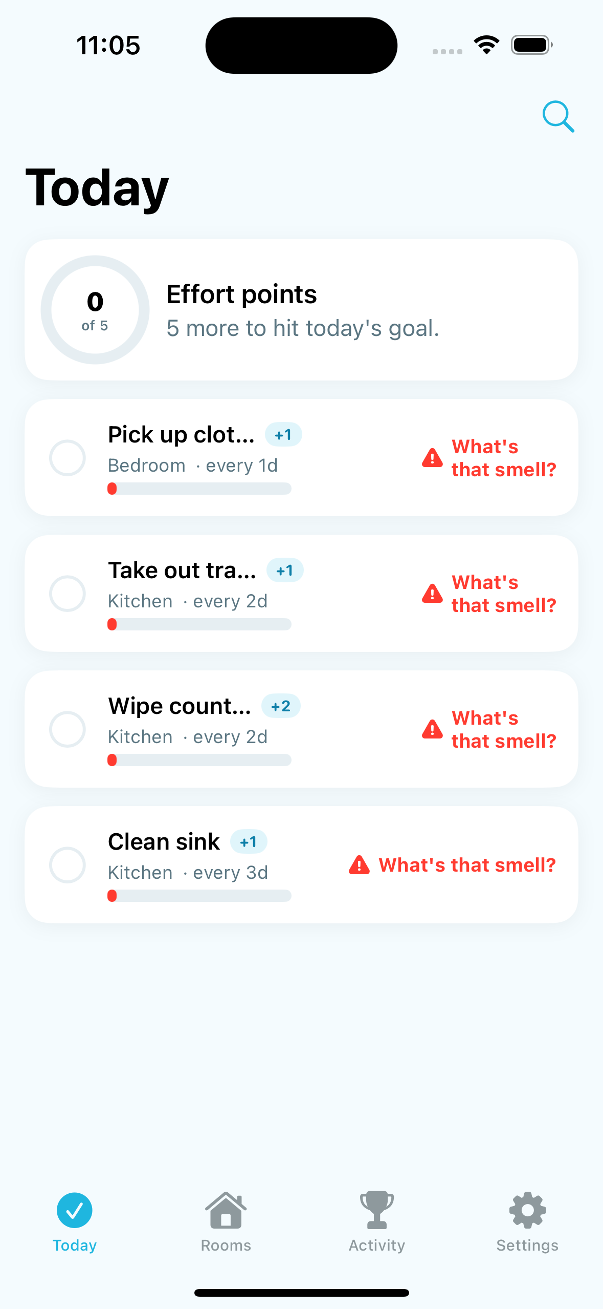 iOS Today screen with prioritized chores